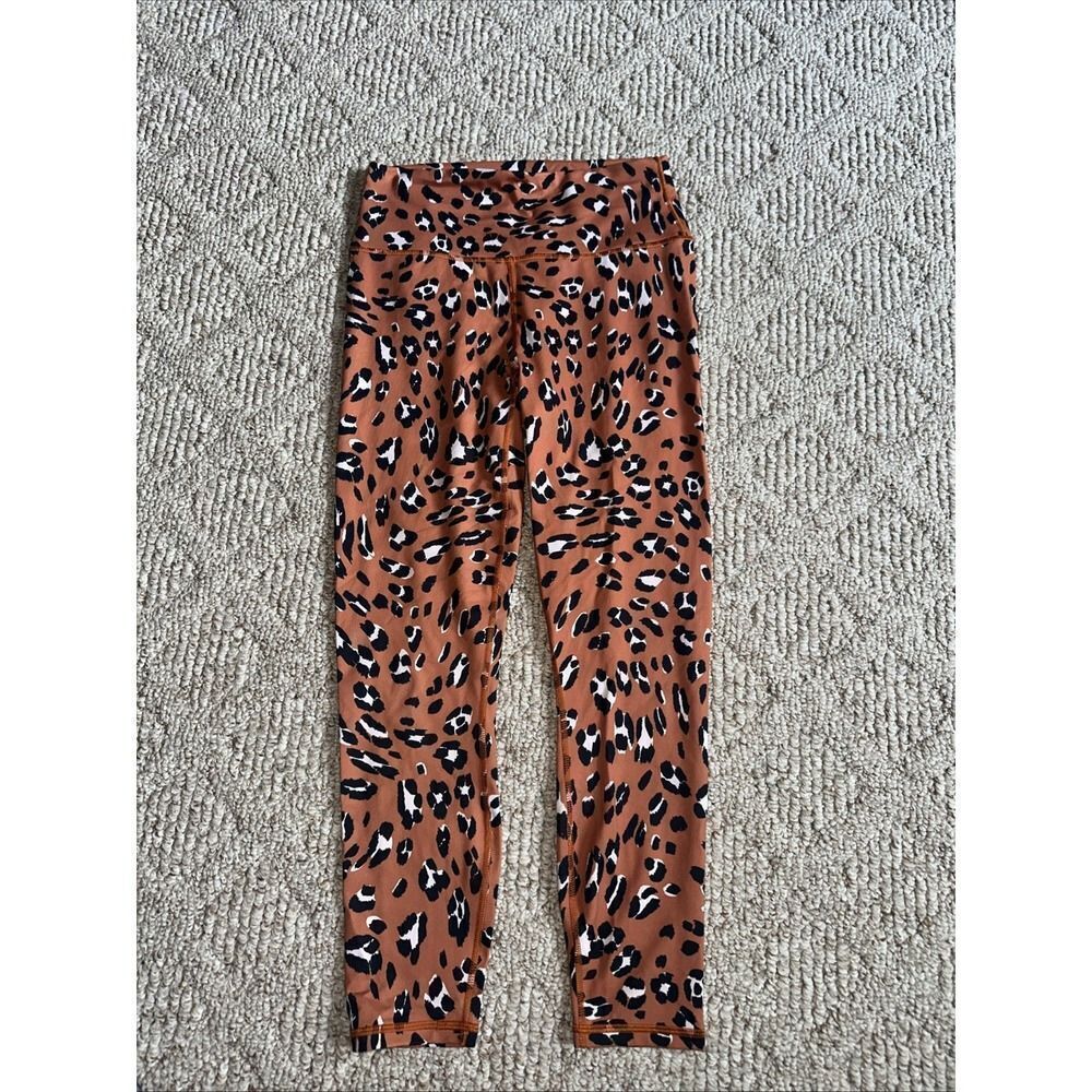 Fabletics Leggings Womens Small‎ Powerhold High Waist 7/8 Leopard Brown/Orange